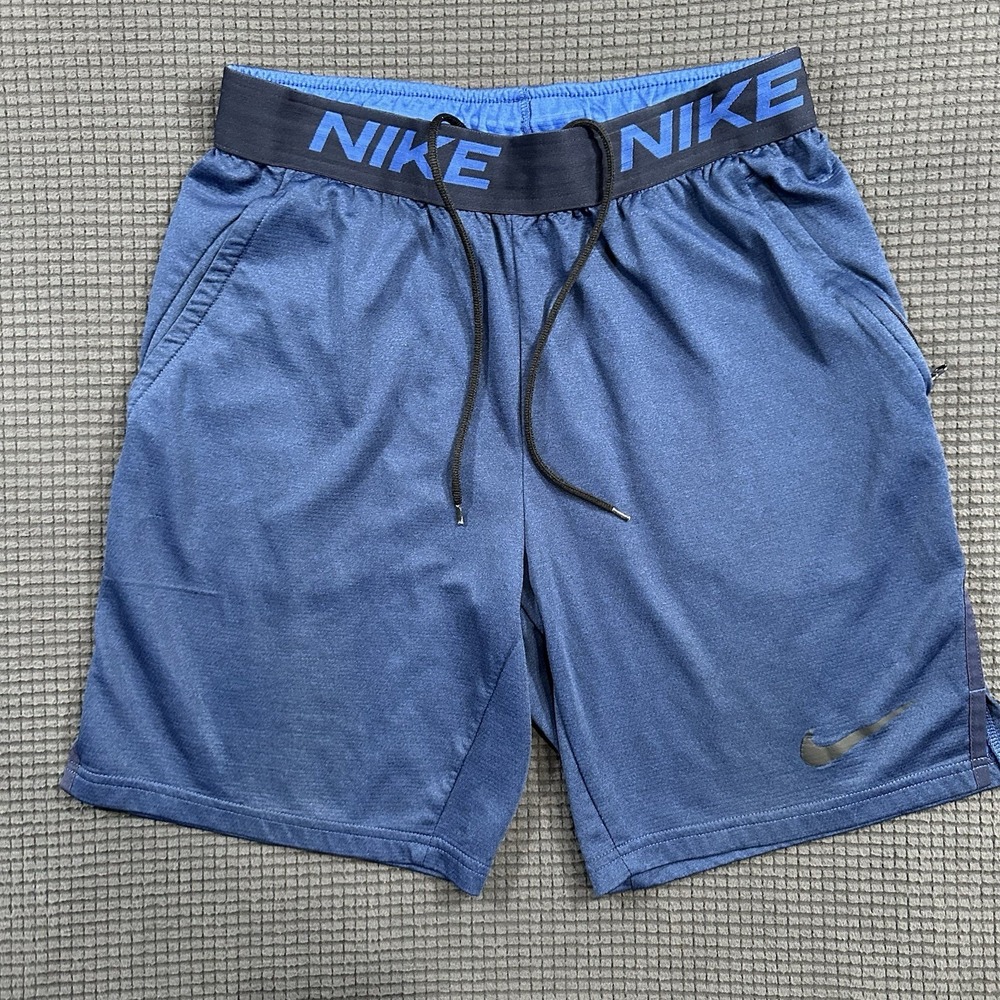Nike Dri Fit Mens Athletic Shorts Blue Elastic Waist Size Small